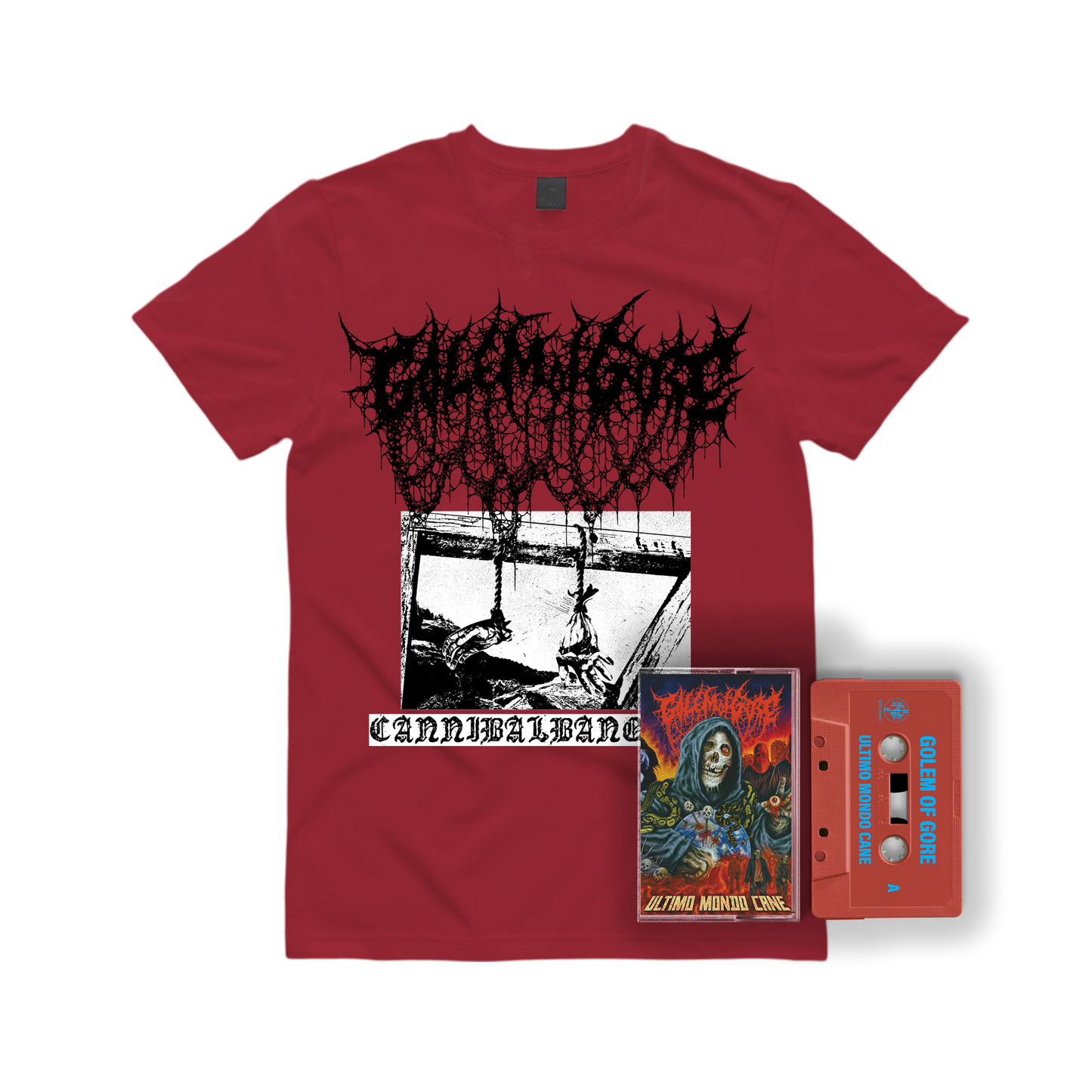 GOLEM OF GORE "CANNIBALBANQUET" SHIRT + TAPE "ULTIMO MONDO CANE" BUNDLE |PRE-ORDER|