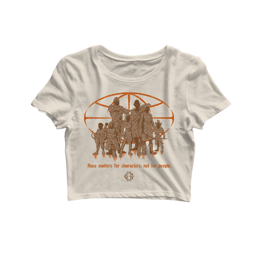 PRE-ORDER "RACE IS FOR CHARACTERS" CROP TOP